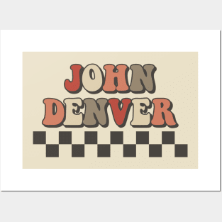 John Denver Checkered Retro Groovy Style Posters and Art